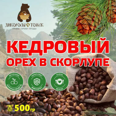 (1112) Орех кедровый в скорлупе 500г.